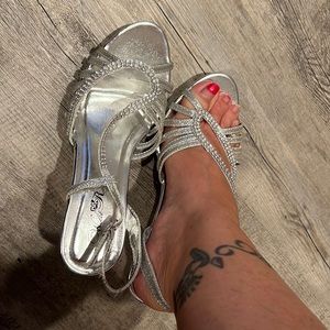 Silver gemstone heels